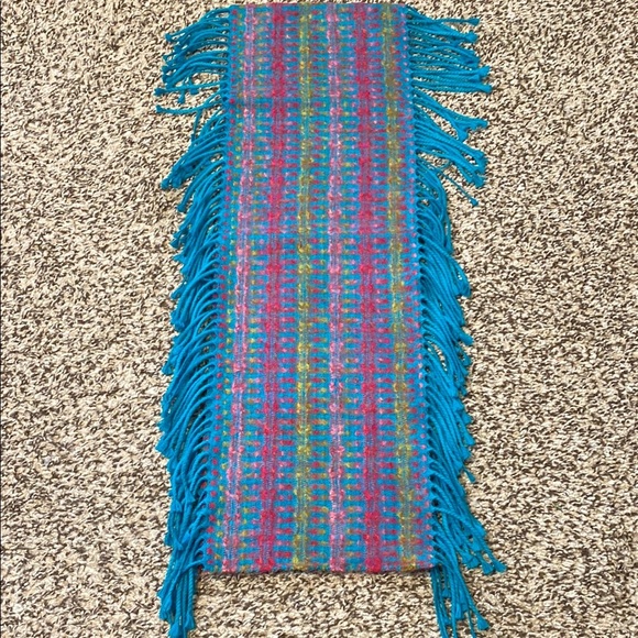 Nordstrom Blue and Pink Knit Scarf with Fringe - Picture 4 of 5